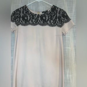 Pink sweater dress lace top